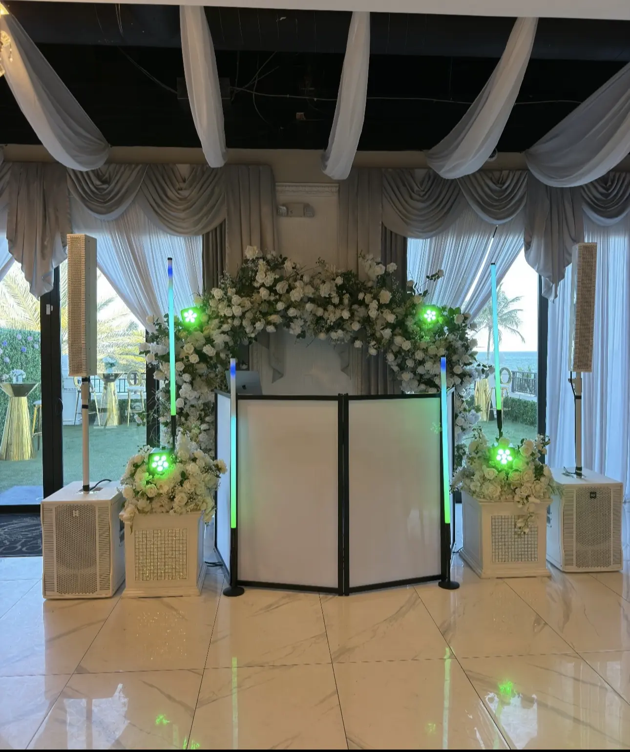 Wedding reception with ambient lighting